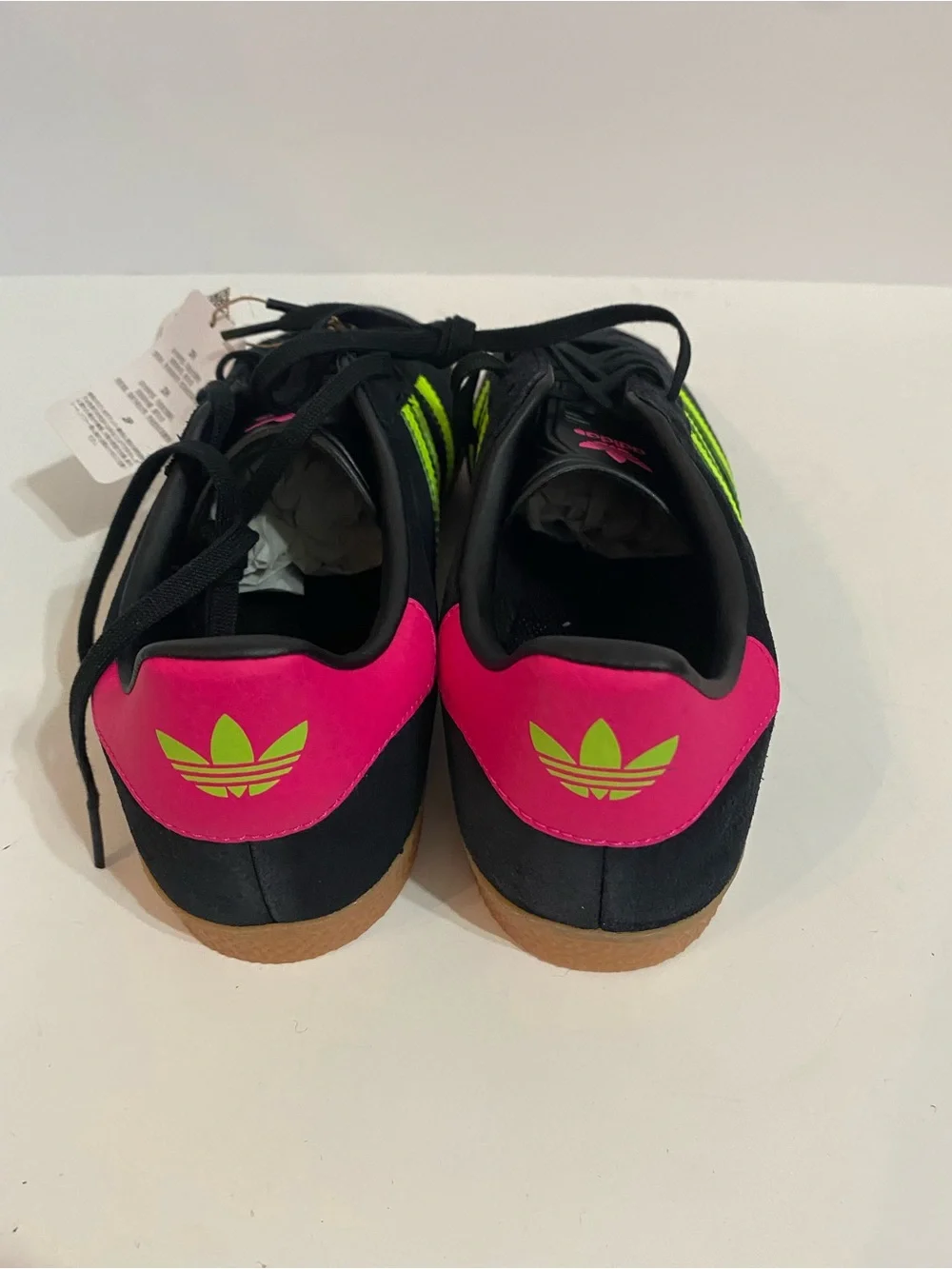 Adidas Originals Gazelle J Black/Neon Yellow/ Pink (Youth 7 / Women's 8 )